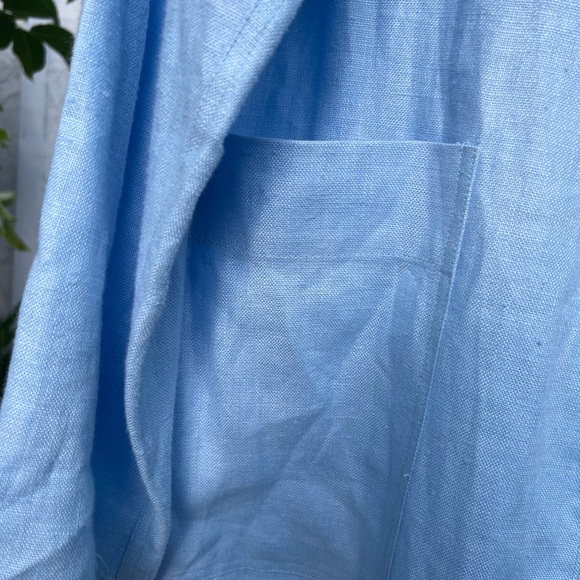 SUNO Blue Linen Cropped Duster Jacket | Open Front | One Size | Patch Pockets - Picture 8 of 11